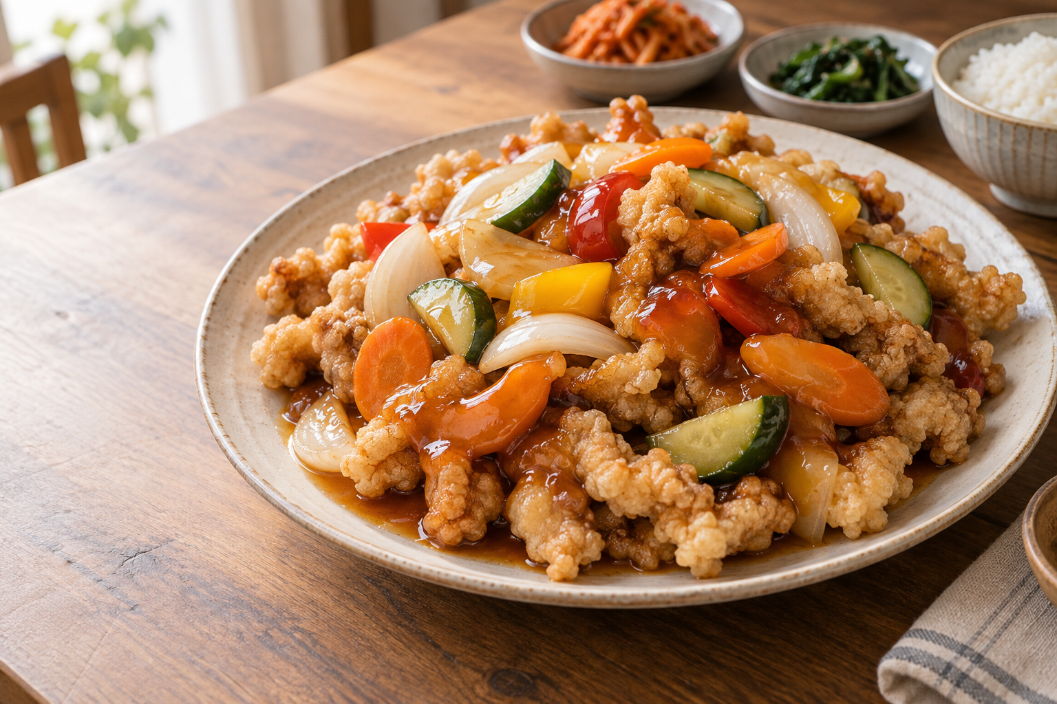 탕수육 3kg 인원별 분량 계산을 위한 AI 생성 조리 예시